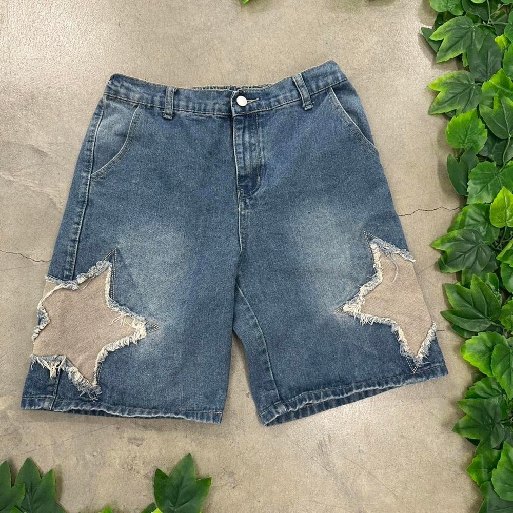 Y2K Star Patch Denim Shorts